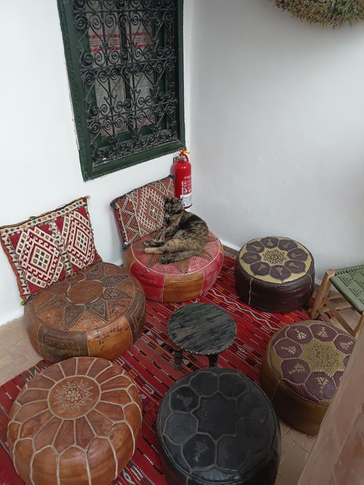 Poufs et tapis dans le salon